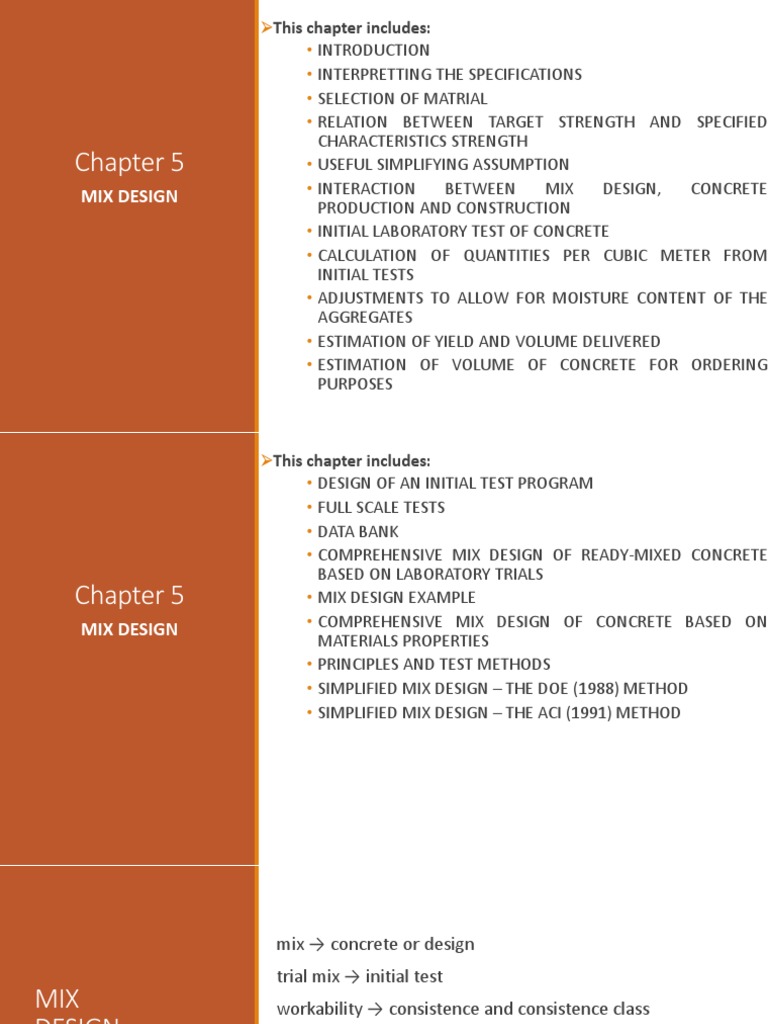 Chapter 5 - Mix Design | PDF | Concrete | Standard Deviation