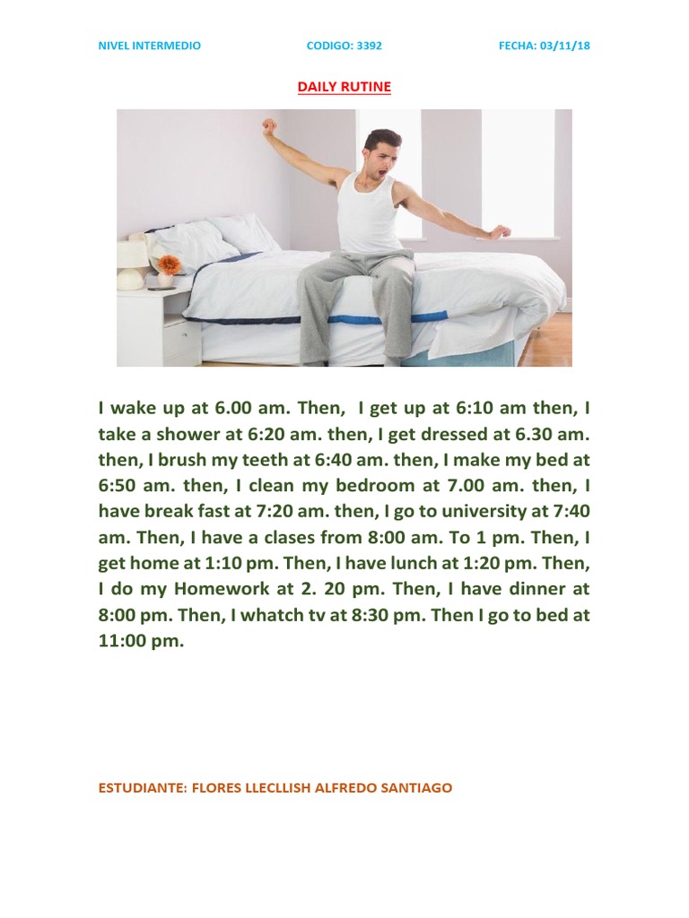 Daily Routine of Alfredo Santiago | PDF | Wellness | Lifestyle