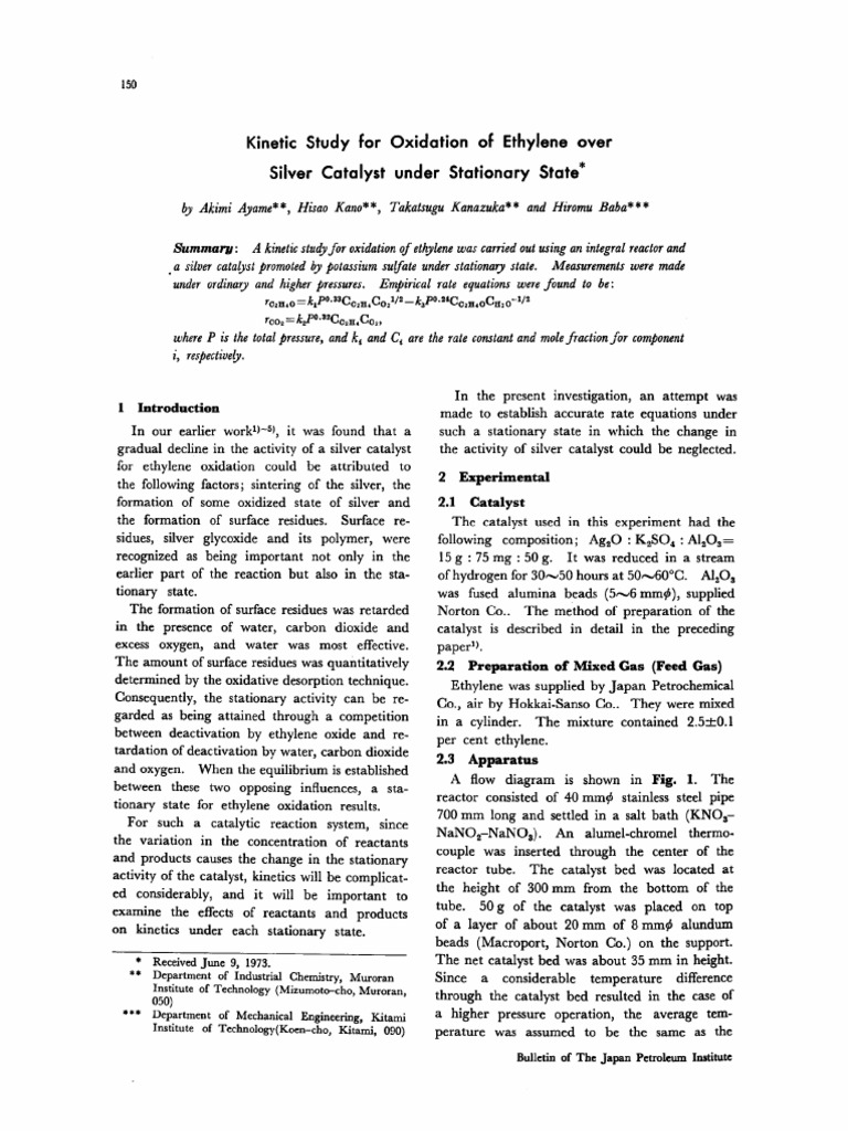 Kinetic Study of Ethylene Oxidation | PDF | Adsorption | Catalysis