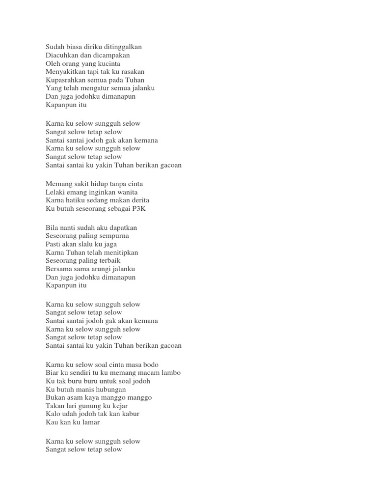 Lirik Lagu Selow Pdf
