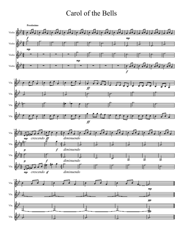 Carol of The Bells PDF | PDF | Musical Compositions | Musical Notation
