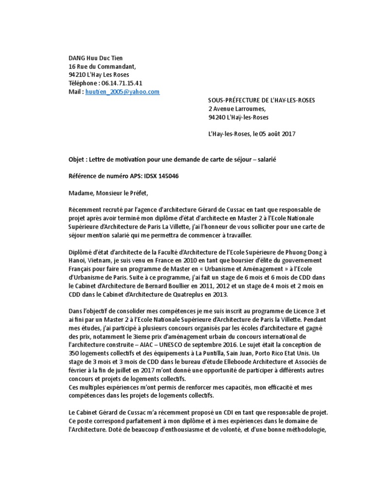 Lettre Motivation