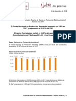 Cuentas Medioambientales: Cuenta de Gasto en Protección Medioambiental. Avance Año 2017