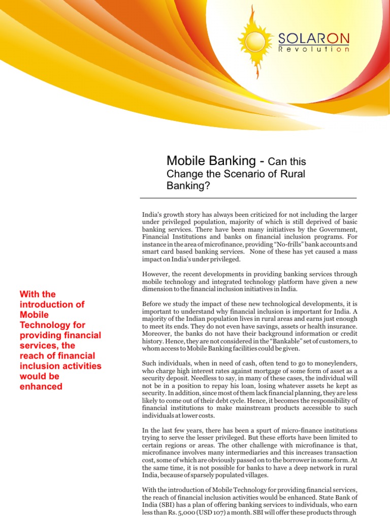 Mobile Banking | PDF | Financial Inclusion | Microfinance