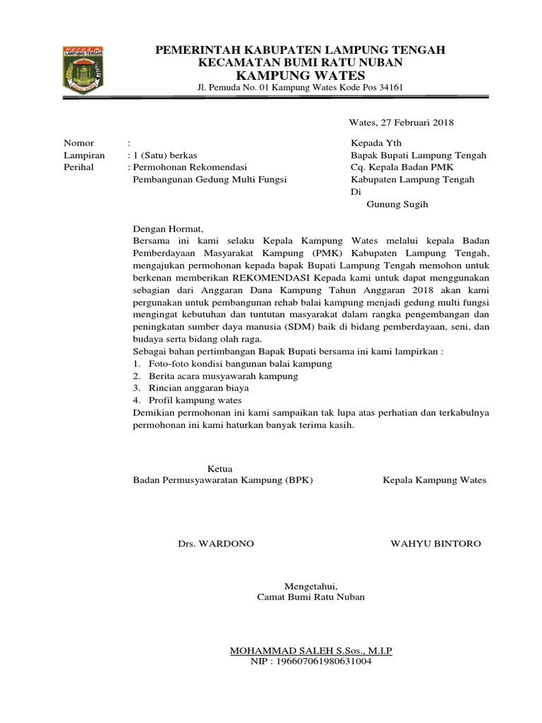 Proposal Gedung Multi Fungsi Balai Kampung Wates