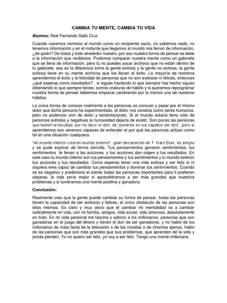 Cambia Tu Mente, Cambia Tu Vida | PDF | Mente | Información