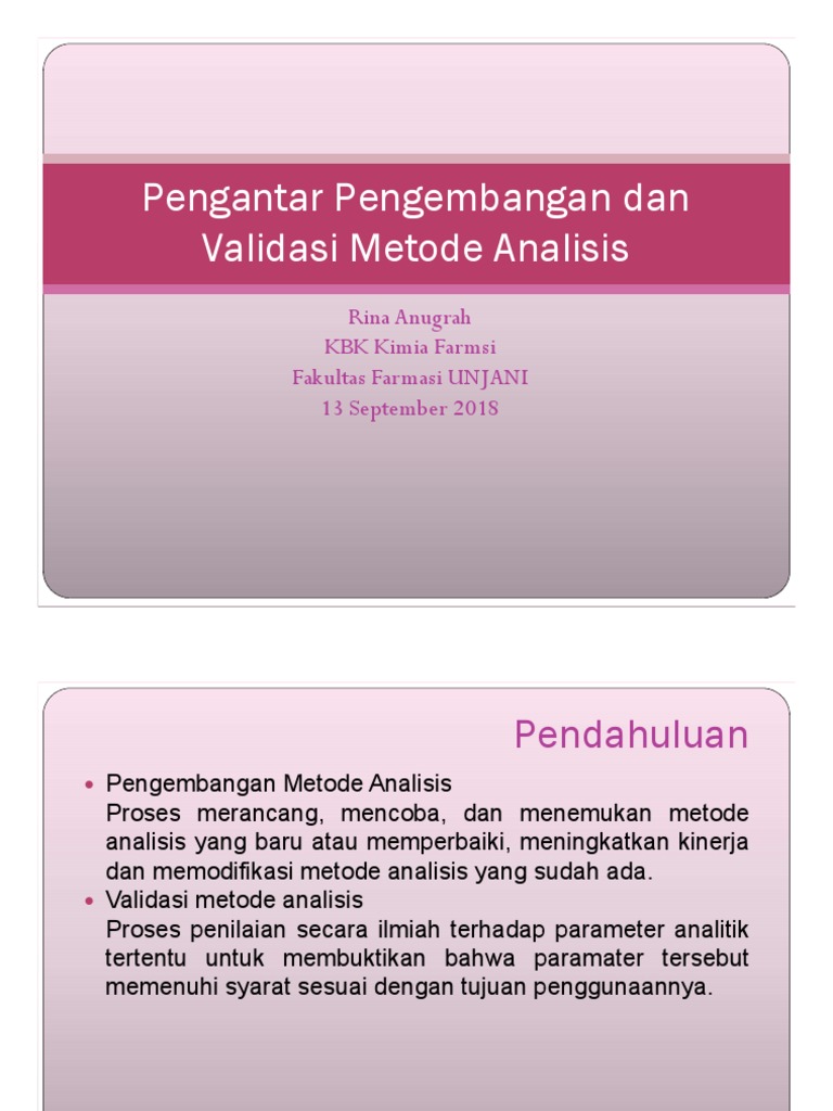 Validasi Metode Analisis Farmasi | PDF | Komputer