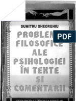 Probleme Filosofice Ale Psihologiei in Texte Si Comentarii - Dumitru Gheorghiu