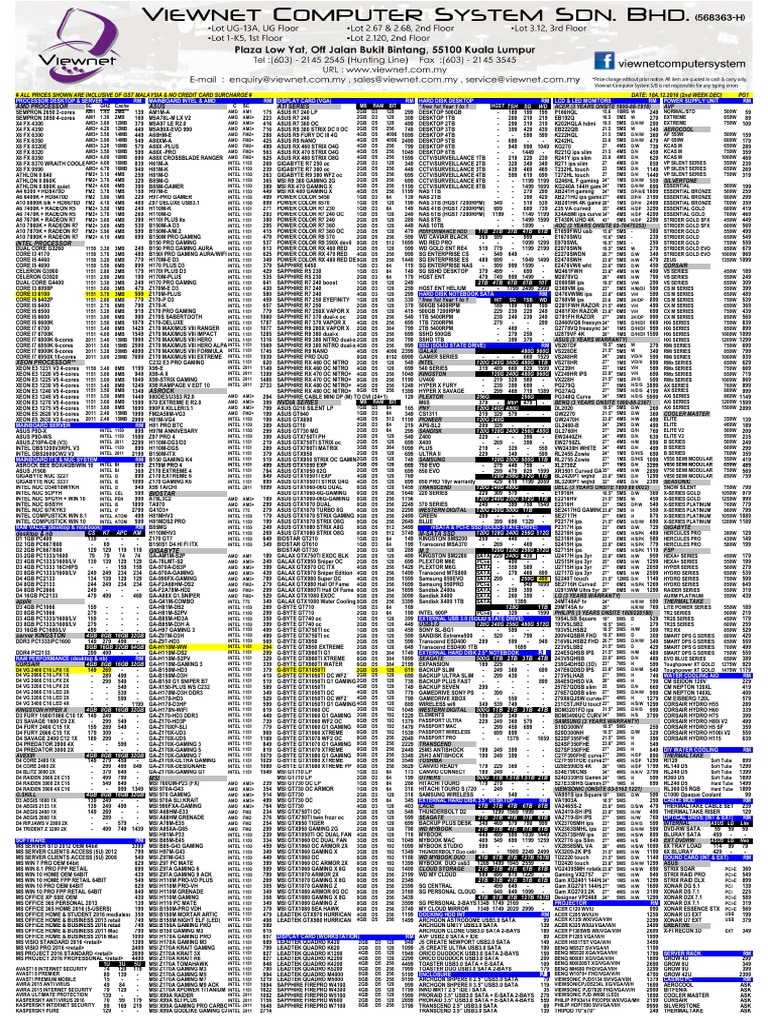 Viewnet Computer Systems SDN BHD Price List 2016-12 | PDF | Advanced ...