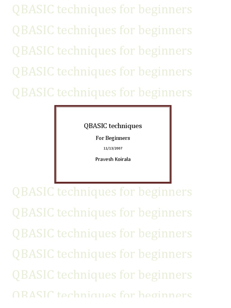 QBASIC Techniques | PDF | Control Flow | String (Computer Science)