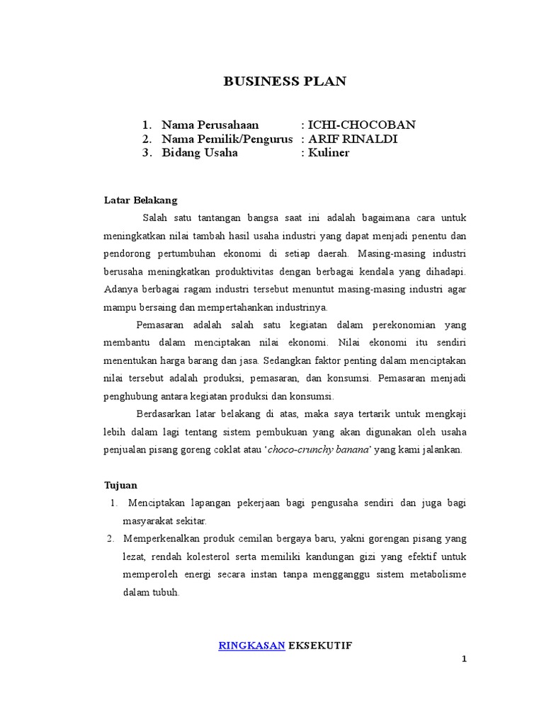 Contoh Bisnis Plan Untuk Mahasiswa Guru Paud