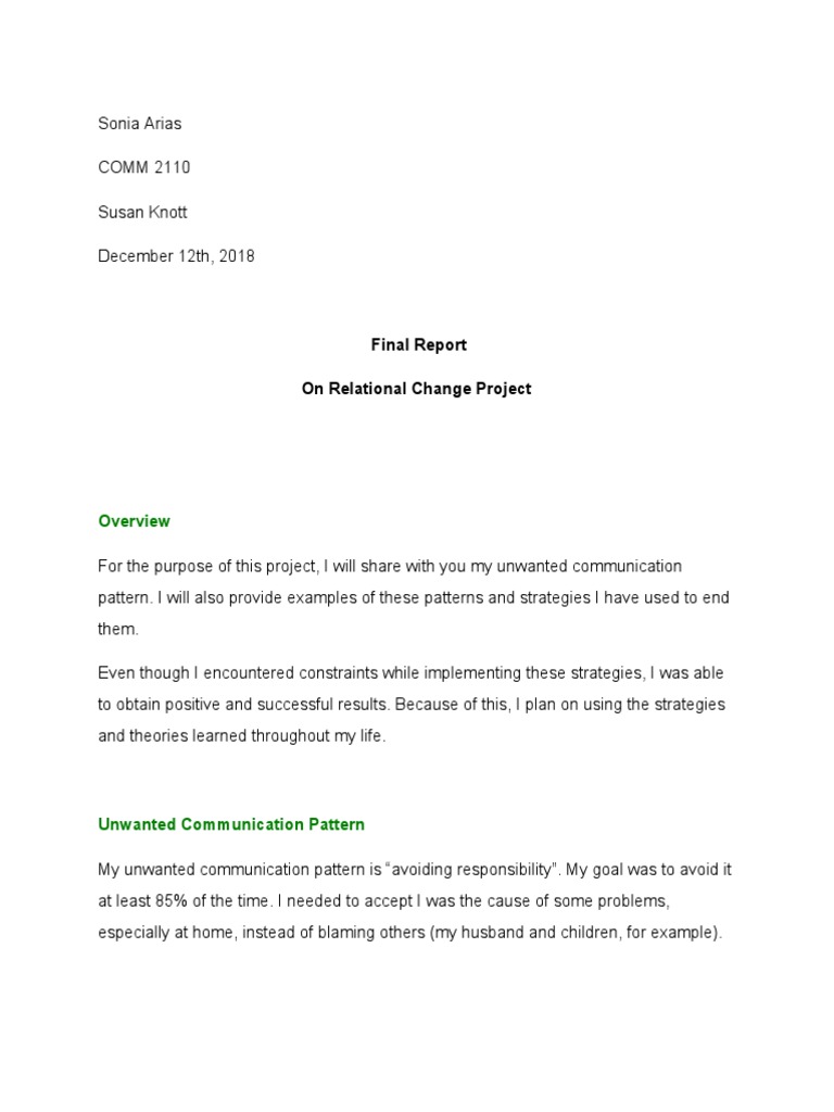 Comm 2110 Final Report For Personal Change | PDF | Empathy ...