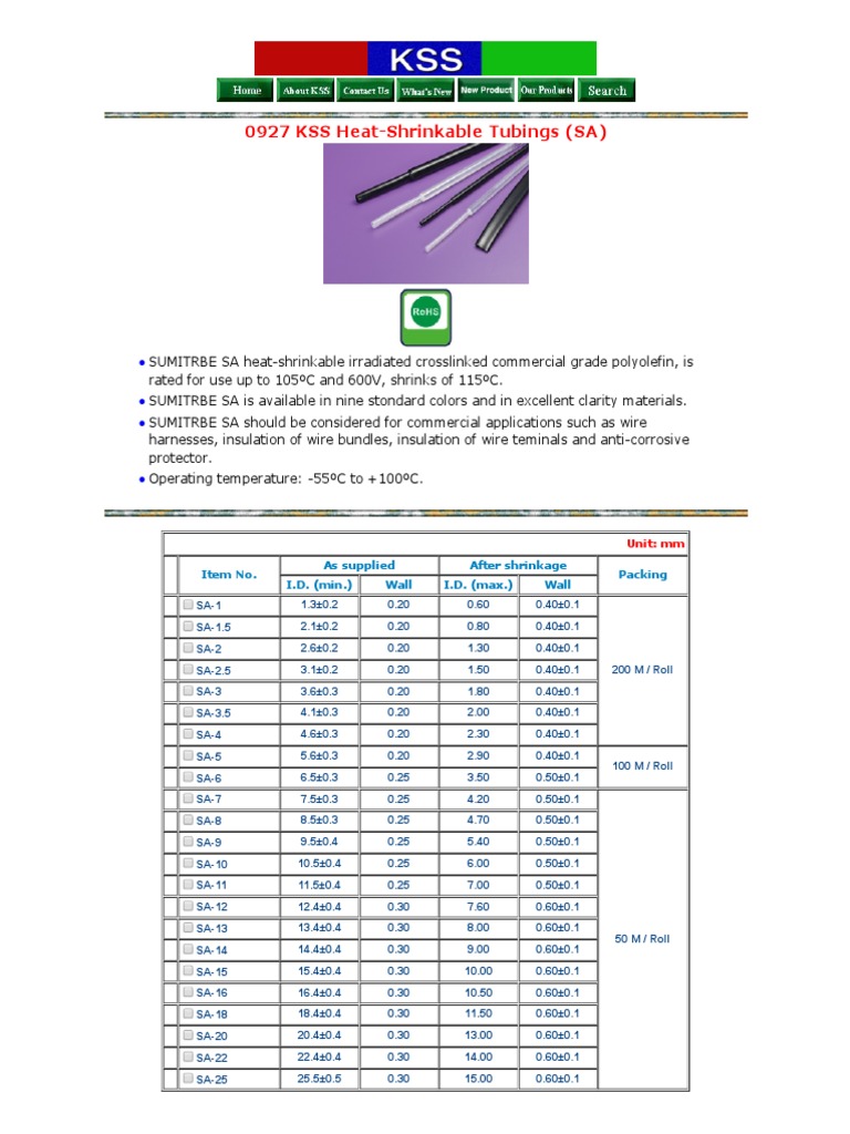 0927 KSS HeatShrinkable Tubings (SA) PDF Missile Types Anti