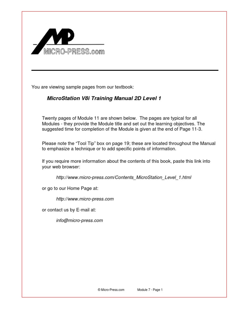 Microstation V8I Training Manual 2D Level 1 | PDF | Teaching Methods ...