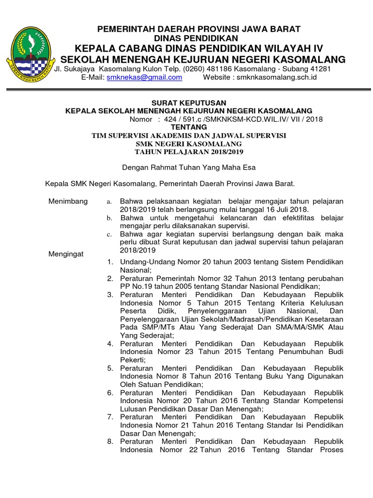 Sk Pendelegasian Supervisi Kepada Guru Senior Masnurul