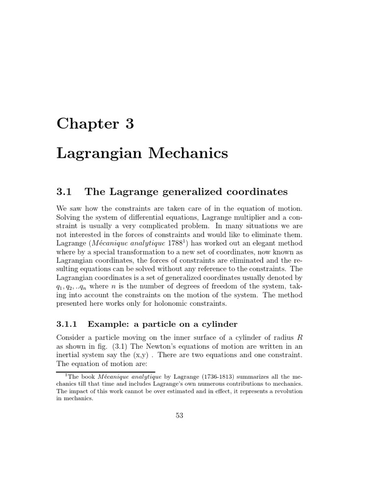 Advanced Lagrangian Mechanics | PDF | Lagrangian Mechanics | Equations ...