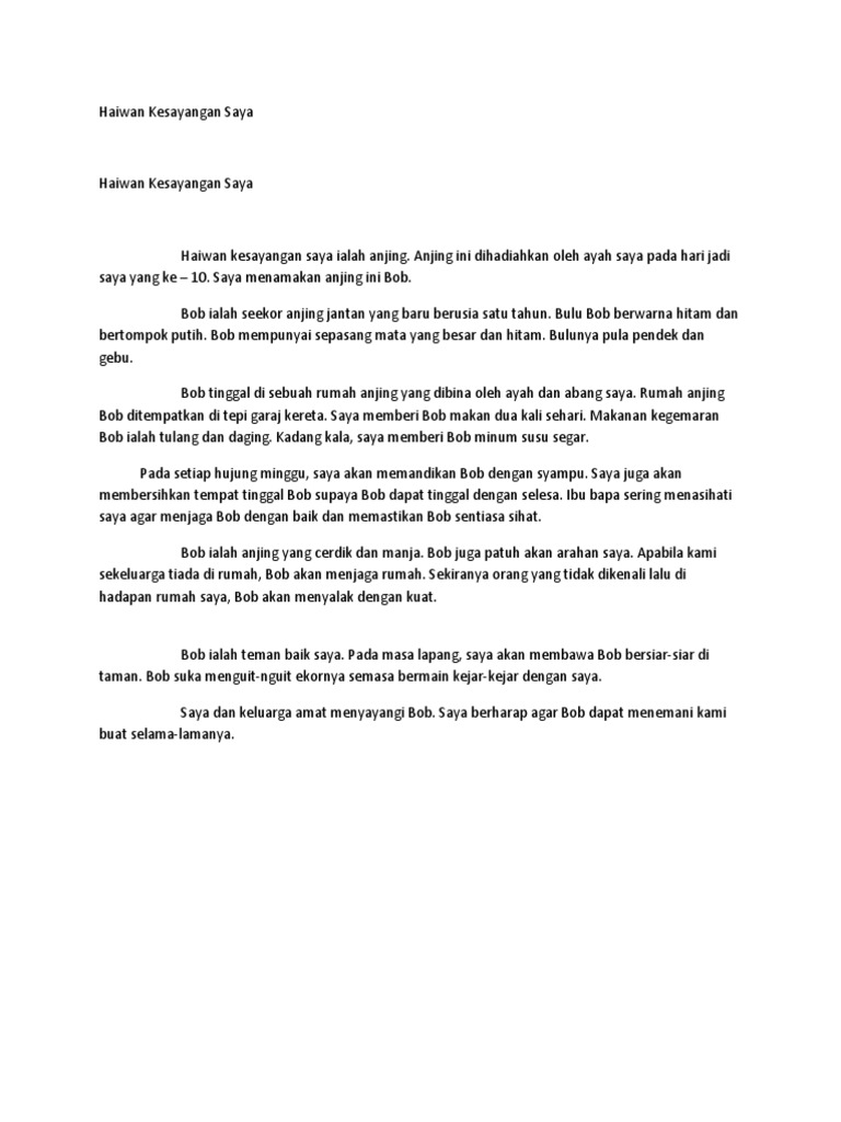 Haiwan Kesayangan Saya Pdf