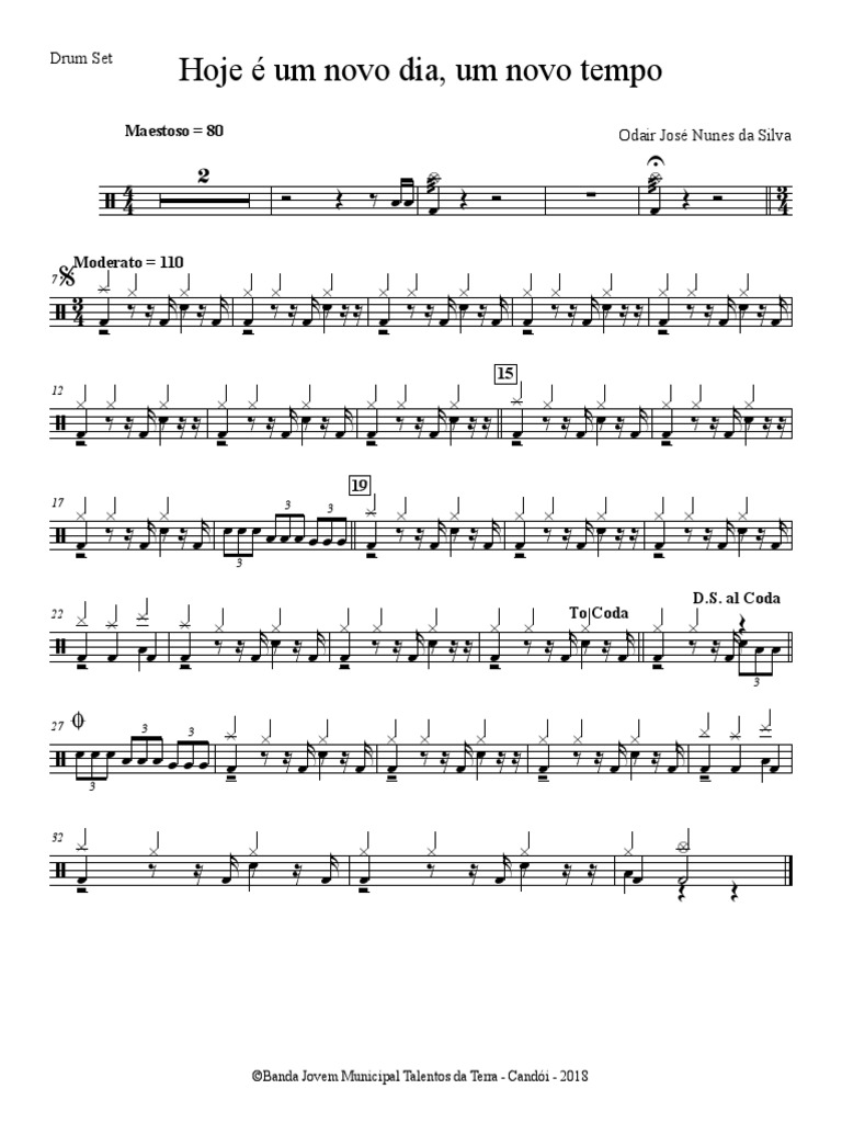 Hoje É Um Novo Dia, Um Novo Tempo - Drum Set | PDF