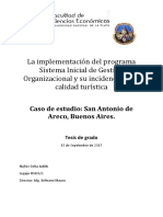 Nuñez. La Implementación Del Programa Sistema Inicial de Gestión Organizacional y Su Incidencia en La Calidad Turística