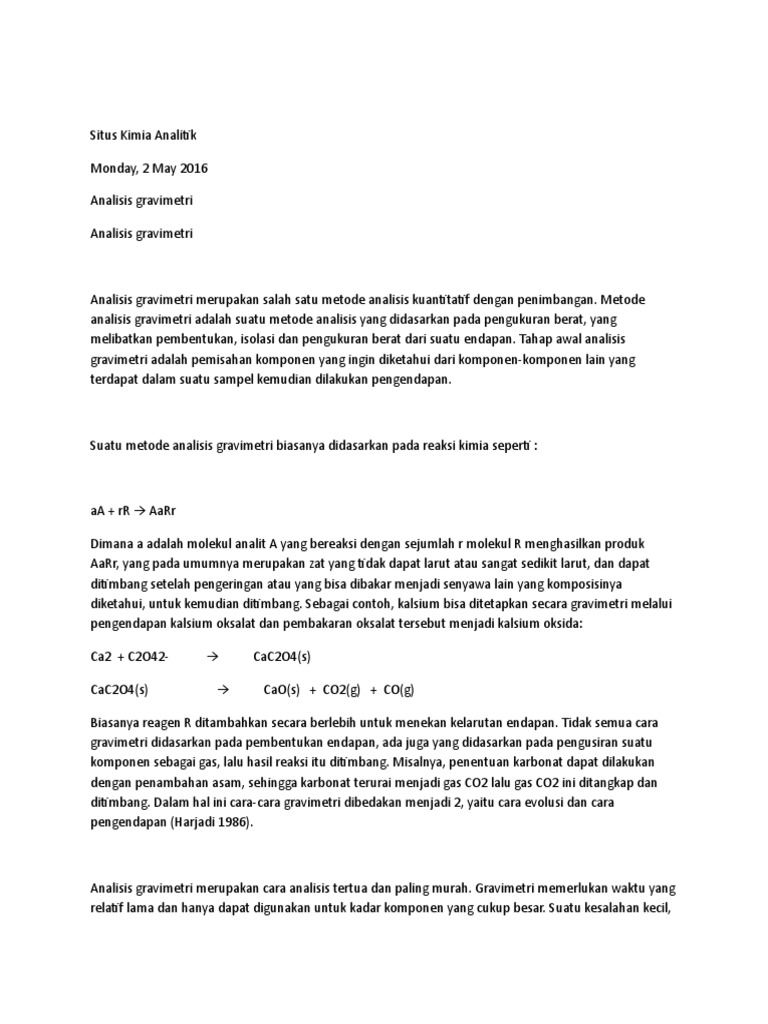 Analisa Gravimetri | PDF