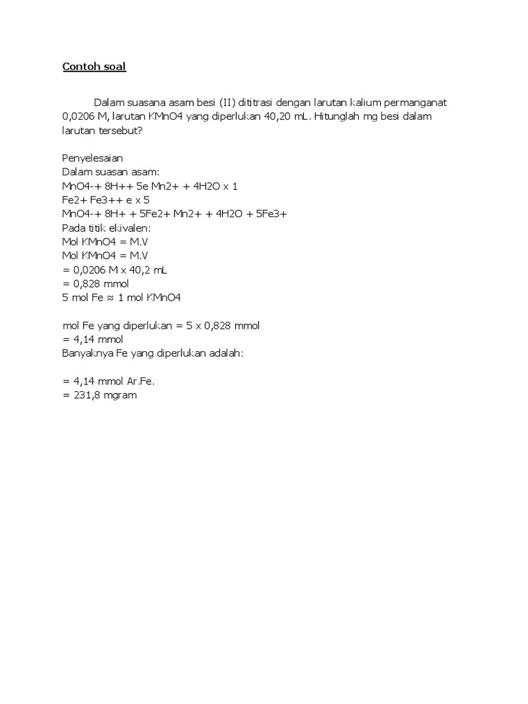 Contoh Soal Permanganometri