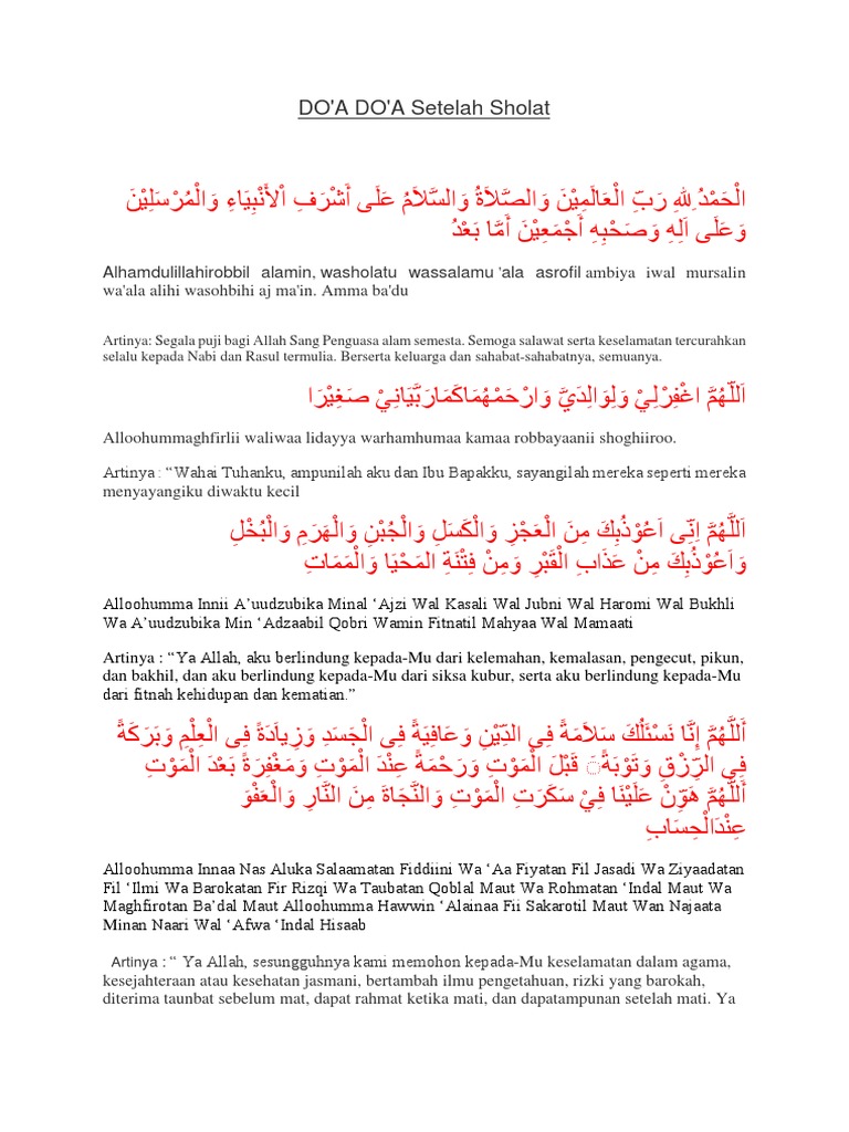 Doa Setelah Sholat