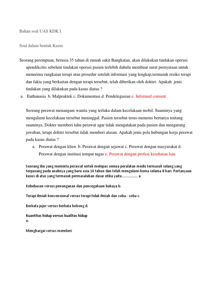 Contoh Soal Etika Keperawatan Tugas Kelompok