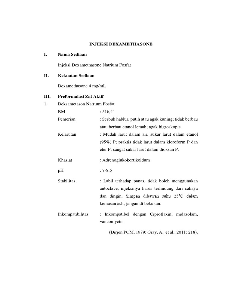 Sediaan Injeksi Dexamethasone 4 mg/mL | PDF