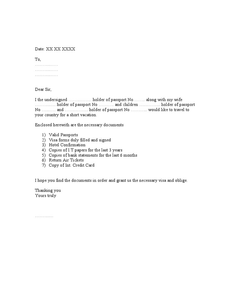 Covering Letter For Visa Application For Egypt Passport Travel Visa