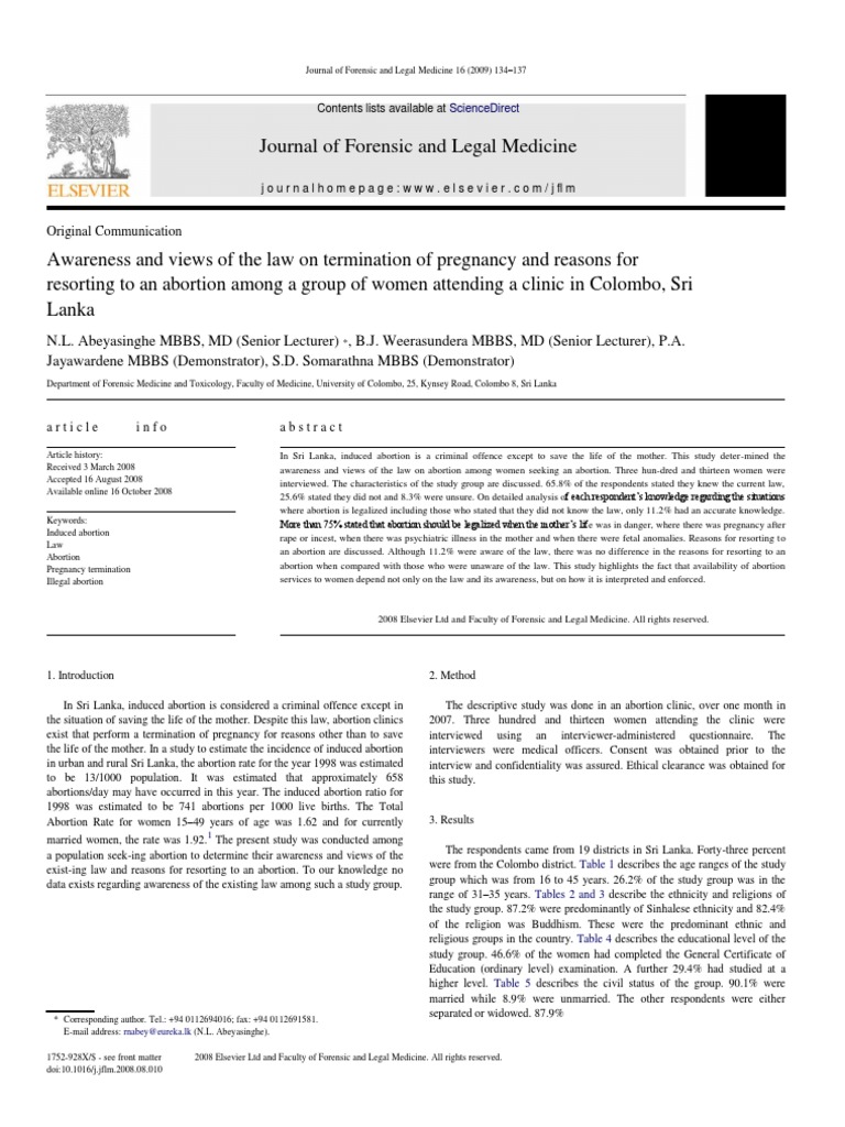 Journal of Forensic and Legal Medicine | PDF | Abortion | Pregnancy