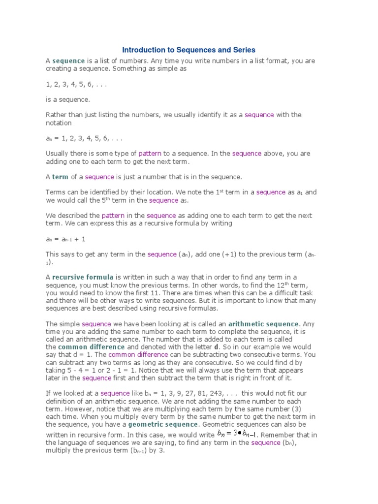 Understanding Sequences and Series | PDF | Sequence | Numbers
