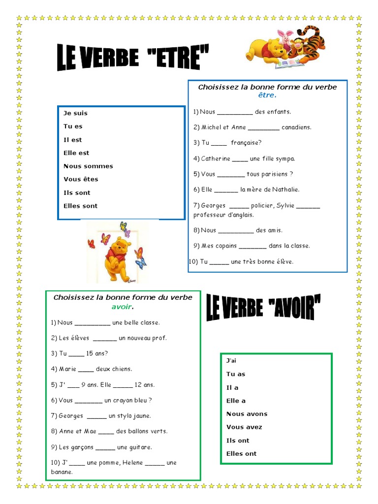 Exercices sur les verbes être et avoir | PDF | Arts du langage et ...