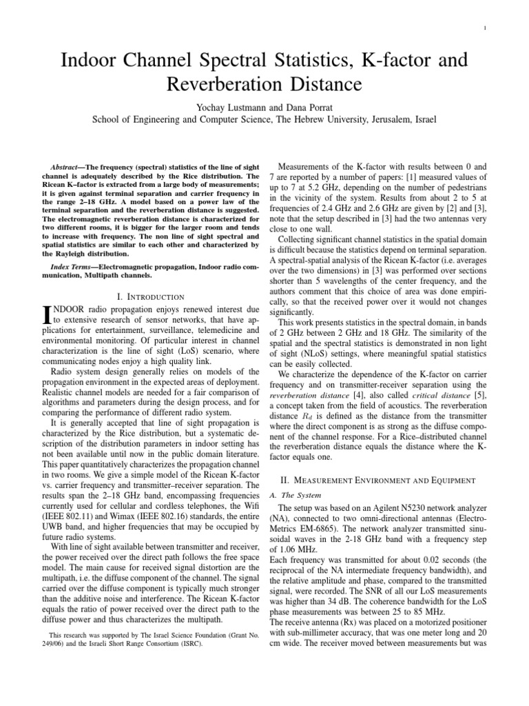Indoor Radio Channel Analysis | PDF | Antenna (Radio) | Transmitter