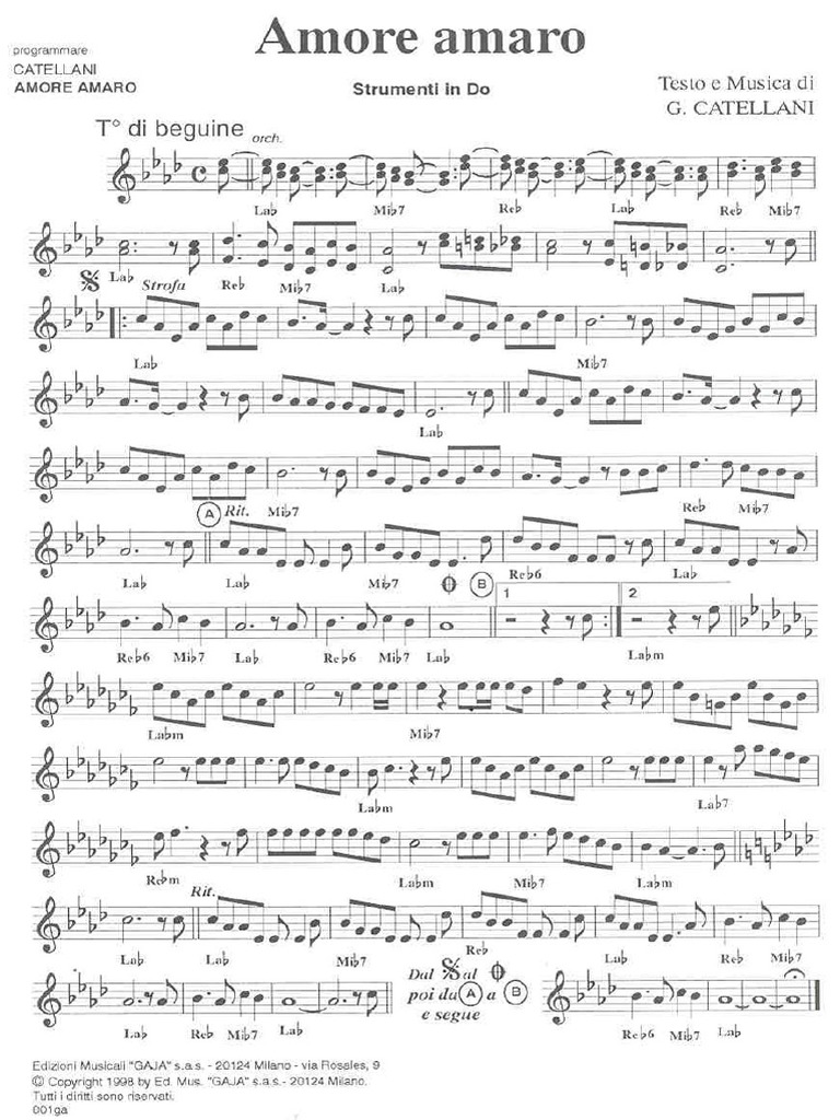 Amore Amaro Partitura PDF | PDF