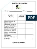 Name: - Date: - : Opinion Writing Checklist