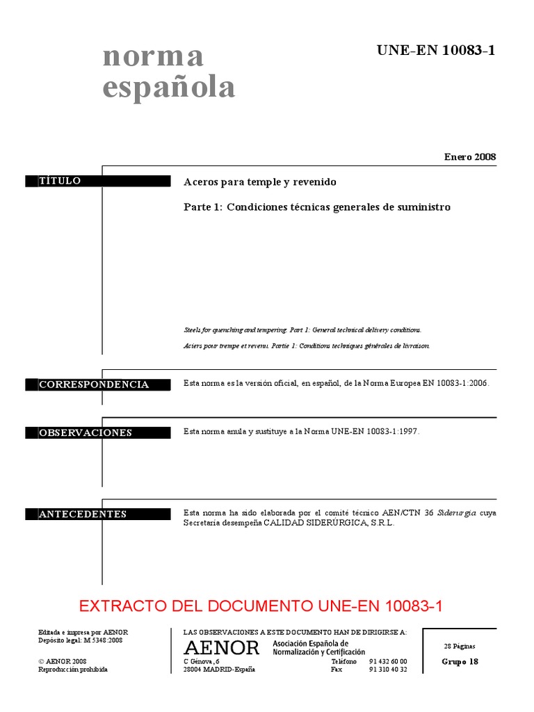 Une-En 10083-1 | PDF | Tratamiento a base de calor | Acero