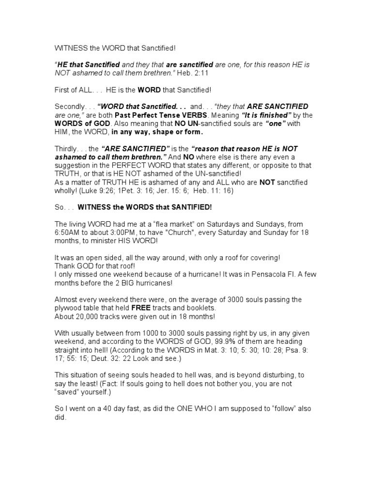 Witness 1 | PDF | Sanctification | Devil