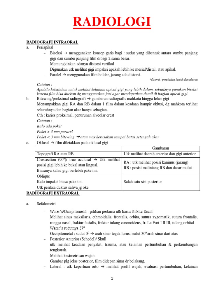 Rangkuman Materi Radiologi | PDF