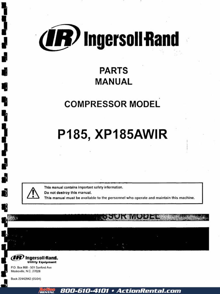 Compresor P185 Ingersoll Rand | PDF | Axle | Screw
