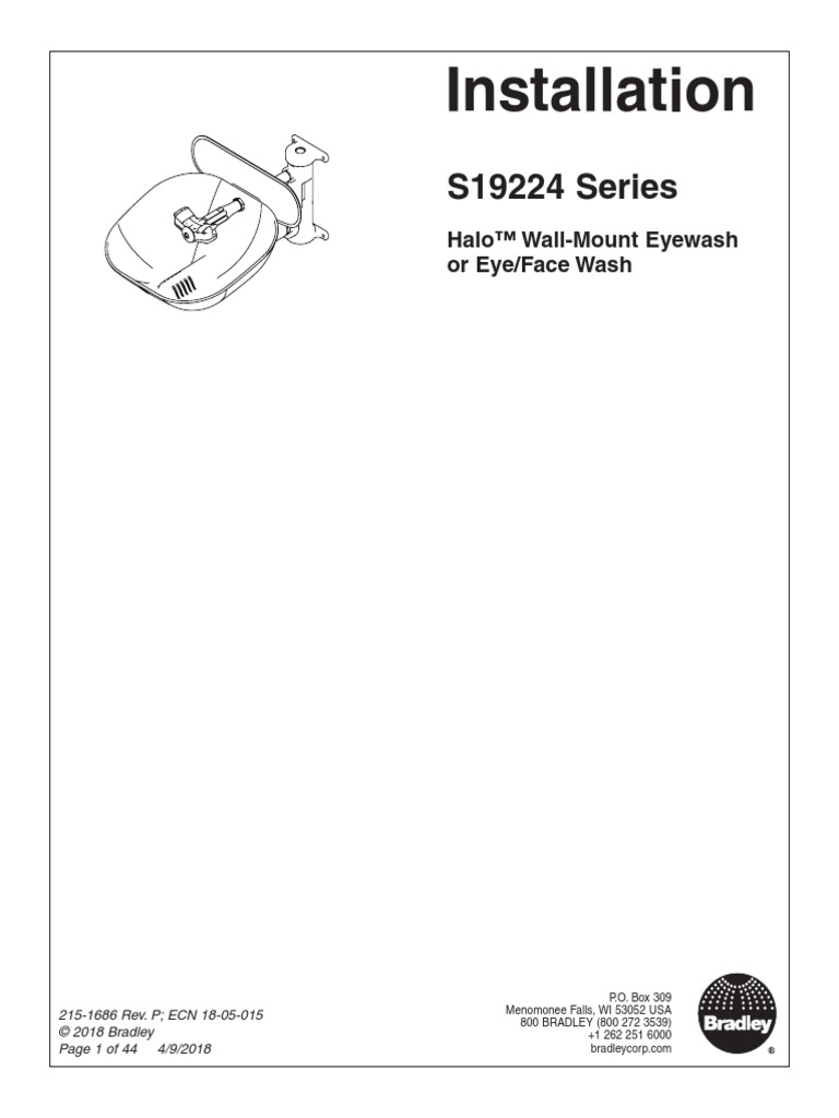 Bradley Eye Wash Manual S19224 PDF Pipe (Fluid Conveyance