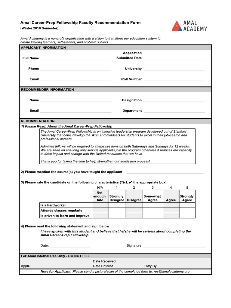 Recommendation Form PDF | PDF