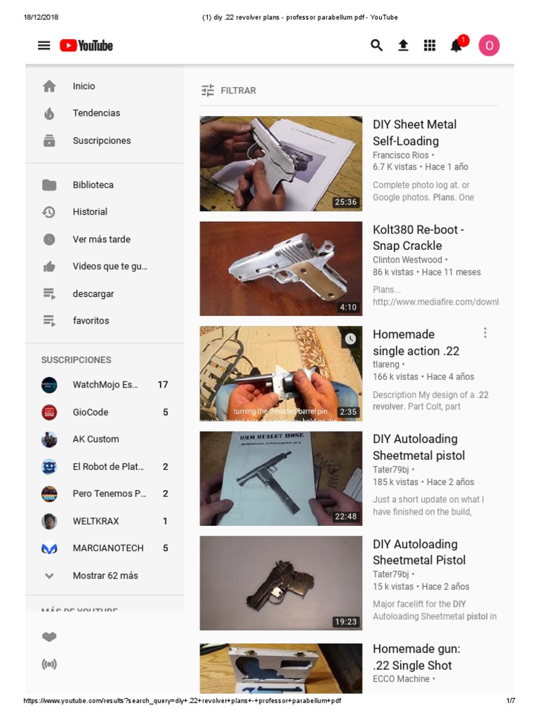 Planos de Revólver .22 Artesanal | PDF | Pistola | Diseño de arma