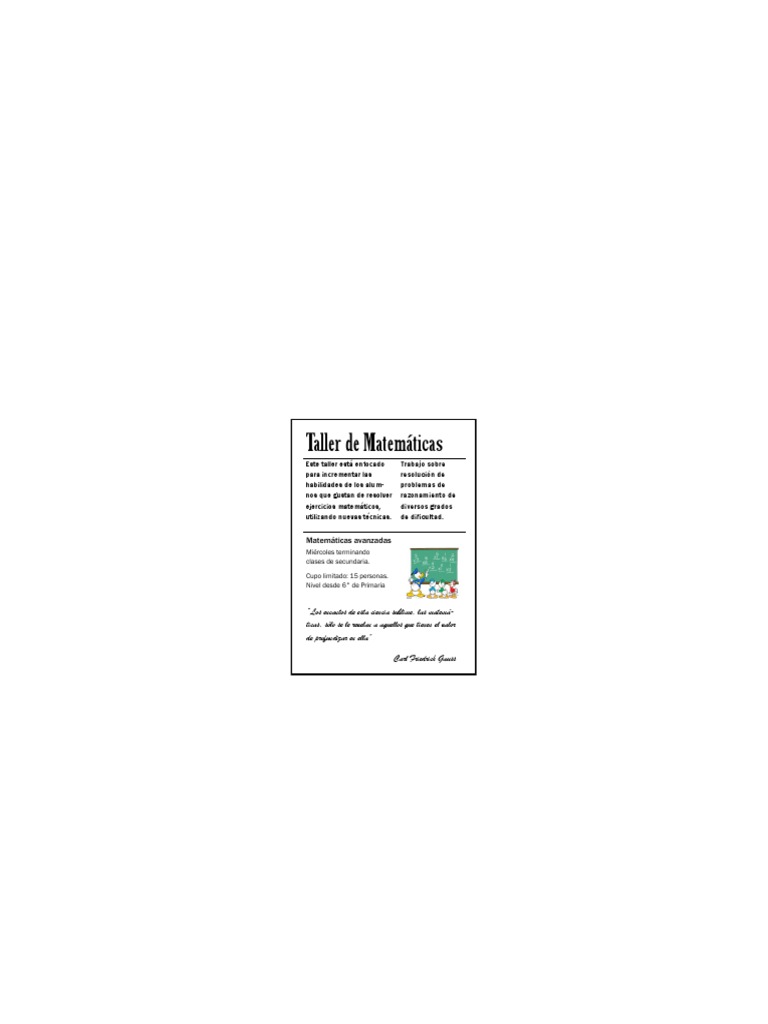 Taller de Matematicas | PDF | Métodos y materiales de enseñanza
