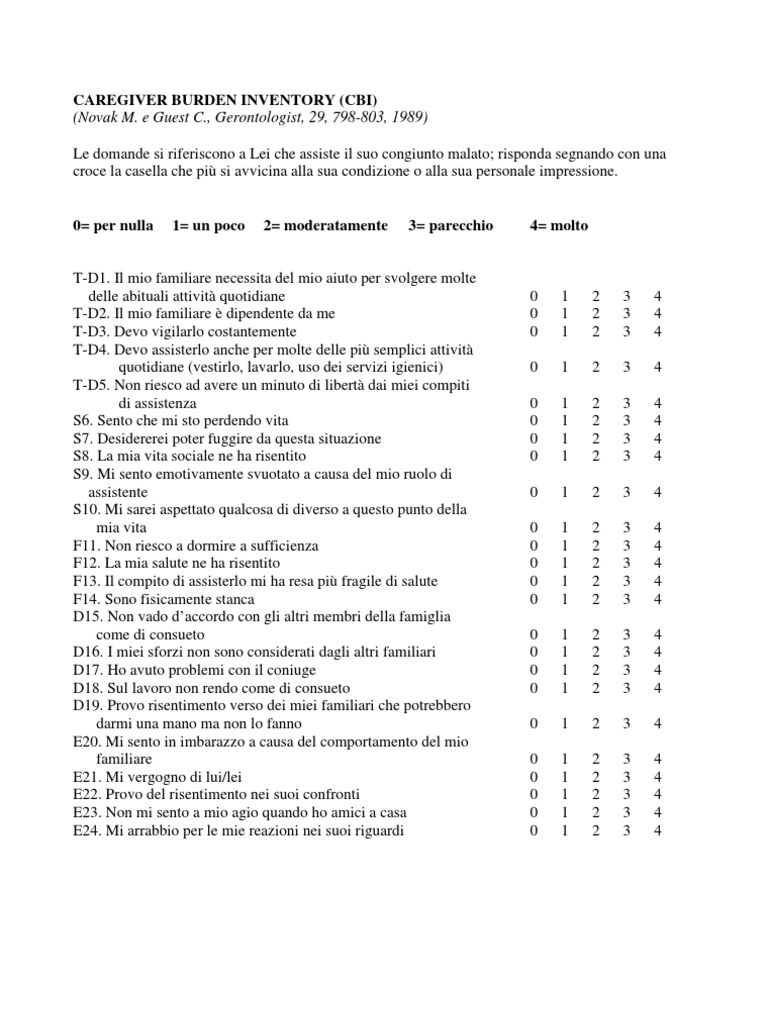 Caregiver Burden Inventory | PDF