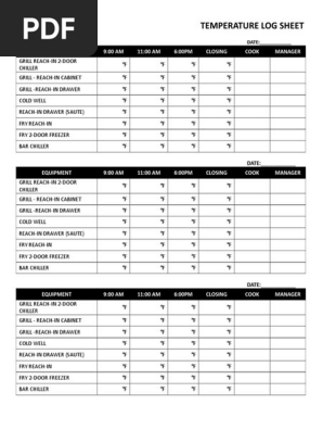 Temperature Log Sheet