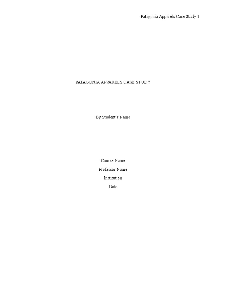 Patagonia Apparrels Case Study PDF Target Audience Sportswear