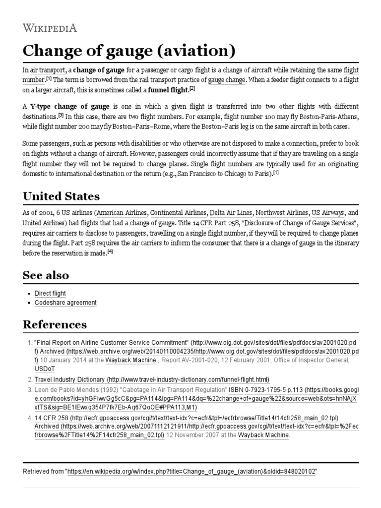Change of Gauge (Aviation) Wikipedia PDF Aviation Transport