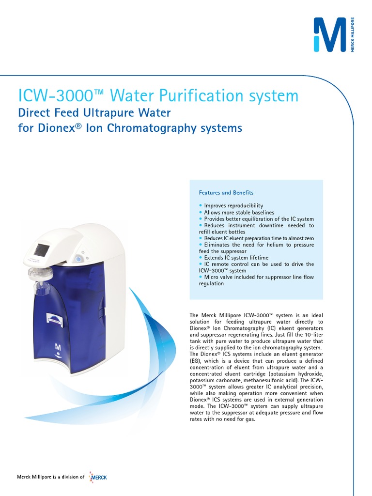 ICW3000 Water Purification System Merckmillipore Chromatography