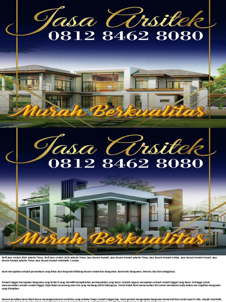 0812 8462 8080 Call Wa Jasa Arsitek Villa Jakarta Timur