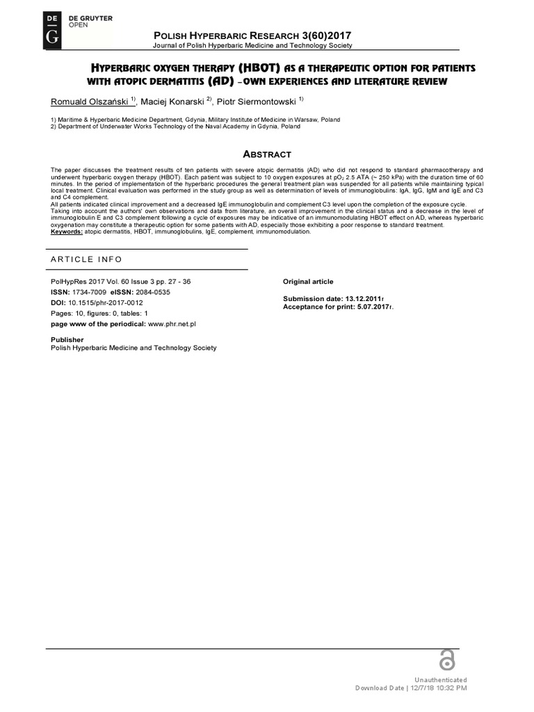 Literature Review Hbot Is Not >> H Hbot Ad Olish Yperbaric Esearch Literature Review Hbot Is Not >> H Hbot Ad Olish Yperbaric Esearch